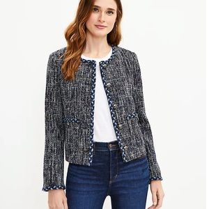 LOFT Black and Blue Tweed Blazer